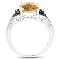 4.65 Carat Genuine Citrine, Champagne Diamond & White Diamond .925 Sterling Silver Ring by Bids.com