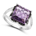 4.58 Carat Genuine Amethyst & Black Diamond .925 Sterling Silver Ring by Bids.com
