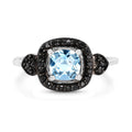 1.19 Carat Genuine Swiss Blue Topaz & Black Diamond .925 Sterling Silver Ring by Bids.com