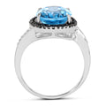 5.48 Carat Genuine Swiss Blue Topaz, Black Diamond and White Diamond .925 Sterling Silver Ring by Bids.com