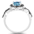 2.92 Carat Genuine Blue Topaz, Black Diamond & White Diamond .925 Sterling Silver Ring by Bids.com