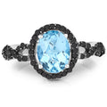 2.92 Carat Genuine Blue Topaz, Black Diamond & White Diamond .925 Sterling Silver Ring by Bids.com