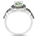 2.09 Carat Genuine Green Amethyst & Green Diamond .925 Sterling Silver Ring by Bids.com