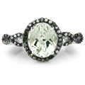 2.09 Carat Genuine Green Amethyst & Green Diamond .925 Sterling Silver Ring by Bids.com