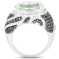 5.98 Carat Genuine Green Amethyst & Green Diamond .925 Sterling Silver Ring by Bids.com