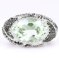 5.98 Carat Genuine Green Amethyst & Green Diamond .925 Sterling Silver Ring by Bids.com