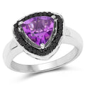1.56 Carat Genuine Amethyst and Black Diamond .925 Sterling Silver Ring by Bids.com