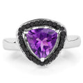 1.56 Carat Genuine Amethyst and Black Diamond .925 Sterling Silver Ring by Bids.com