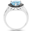 2.06 Carat Genuine Swiss Blue Topaz and Black Diamond .925 Sterling Silver Ring by Bids.com