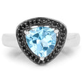 2.06 Carat Genuine Swiss Blue Topaz and Black Diamond .925 Sterling Silver Ring by Bids.com