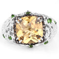 4.13 Carat Genuine Citrine, Chrome Diopside & Champagne Diamond .925 Sterling Silver Ring by Bids.com