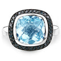 5.23 Carat Genuine Swiss Blue Topaz and Black Diamond .925 Sterling Silver Ring by Bids.com