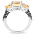 2.71 Carat Genuine Citrine and Champagne Diamond .925 Sterling Silver Ring by Bids.com