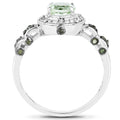 1.07 Carat Genuine Green Amethyst, Green Diamond and White Diamond .925 Sterling Silver Ring by Bids.com