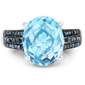 5.51 Carat Genuine Baby Swiss Blue Topaz and Blue Diamond .925 Sterling Silver Ring by Bids.com