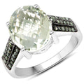 4.41 Carat Genuine Green Amethyst and Green Diamond .925 Sterling Silver Ring by Bids.com