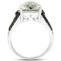 4.41 Carat Genuine Green Amethyst and Green Diamond .925 Sterling Silver Ring by Bids.com