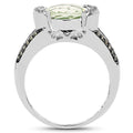 3.59 Carat Genuine Green Amethyst, Green Diamond & White Diamond .925 Sterling Silver Ring by Bids.com