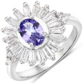 2.01 Carat Genuine Tanzanite and White Topaz .925 Sterling Silver Ring by Bids.com