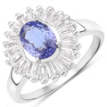 2.47 Carat Genuine Tanzanite and White Topaz .925 Sterling Silver Ring by Bids.com