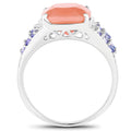 3.97 Carat Genuine Peach Moonstone and Tanzanite .925 Sterling Silver Ring by Bids.com