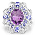 3.13 Carat Genuine Amethyst and Tanzanite .925 Sterling Silver Ring by Bids.com