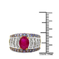 14K Yellow Gold Plated 3.02 Carat Genuine Ruby, Tanzanite & White Topaz .925 Sterling Silver Ring by Bids.com