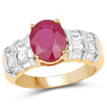 14K Yellow Gold Plated 4.72 Carat Glass Filled Ruby and White Topaz .925 Sterling Silver Ring by Bids.com