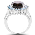 6.79 Carat Genuine Smoky Quartz & Blue Topaz .925 Sterling Silver Ring by Bids.com