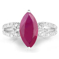 3.56 Carat Genuine Glass Filled Ruby and White Topaz .925 Sterling Silver Ring by Bids.com