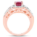 14K Rose Gold Plated 1.67 Carat Glass Filled Ruby and White Topaz .925 Sterling Silver Ring by Bids.com