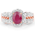 14K Rose Gold Plated 1.67 Carat Glass Filled Ruby and White Topaz .925 Sterling Silver Ring by Bids.com