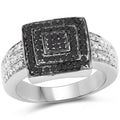 0.55 Carat Genuine Black Diamond and White Diamond .925 Sterling Silver Ring by Bids.com