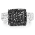 0.55 Carat Genuine Black Diamond and White Diamond .925 Sterling Silver Ring by Bids.com