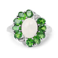2.93 Carat Genuine Ethiopian Opal, Chrome Diopside & White Topaz .925 Sterling Silver Ring by Bids.com