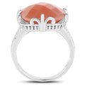 12.75 Carat Genuine Peach Moonstone .925 Sterling Silver Ring by Bids.com