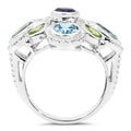 5.13 Carat Genuine Amethyst , Blue Topaz & Peridot .925 Sterling Silver Ring by Bids.com