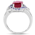 4.03 Carat Genuine Glass Filled Ruby & Tanzanite .925 Sterling Silver Ring by Bids.com