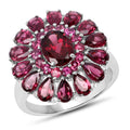 6.19 Carat Genuine Rhodolite and White Topaz .925 Sterling Silver Ring by Bids.com