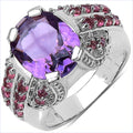 5.37 Carat Genuine Amethyst & Rhodolite .925 Sterling Silver Ring by Bids.com