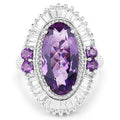 7.96 Carat Genuine Amethyst and White Topaz .925 Sterling Silver Ring by Bids.com
