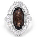 8.12 Carat Genuine Smoky Quartz and White Topaz .925 Sterling Silver Ring by Bids.com