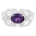 2.75 Carat Genuine Amethyst and White Zircon .925 Sterling Silver Ring by Bids.com