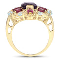 6.80 Carat Genuine Amethyst, Rhodolite and Blue Topaz .925 Sterling Silver Ring by Bids.com