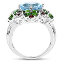 5.76 Carat Genuine Blue Topaz, Chrome Diopside & Garnet .925 Sterling Silver Ring by Bids.com