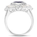 3.06 Carat Glass Filled Sapphire and White Topaz .925 Sterling Silver Ring by Bids.com