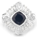 3.06 Carat Glass Filled Sapphire and White Topaz .925 Sterling Silver Ring by Bids.com