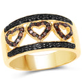 14K Yellow Gold Plated 0.32 Carat Genuine Black Diamond and Red Diamond .925 Sterling Silver Ring by Bids.com