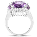 5.20 Carat Genuine Amethyst and White Topaz .925 Sterling Silver Ring by Bids.com