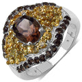 2.56 Carat Genuine Smoky Quartz & Citrine .925 Sterling Silver Ring by Bids.com